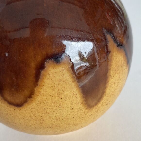 Vintage 1978 Art Studio Drip Glaze Pottery Small Round Bud Vase Boho Earth Tones - Picture 5 of 7